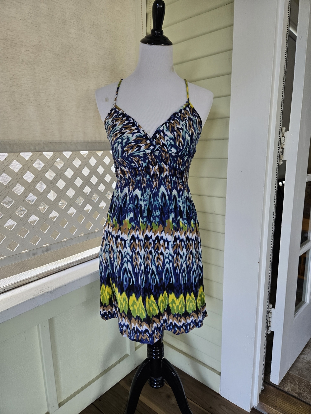 She's Cool Blue Multicolor Spaghetti Strap Mini Dress